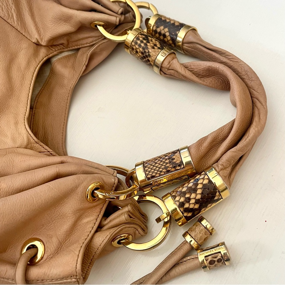 LUXURY LINE MICHAEL KORS Tonne Slouch Hobo Snakeskin Python Leather Shoulder Bag - Picture 15 of 16